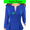 image:imageVFSHOW Womens Work Business Office Front Zipper Peplum Church Sheath Dress  34 Sleeves Elegant Spring Fall Church Funeral Slimming Fitted Bodycon DressRoyal Blue