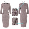image:imageVFSHOW Womens Work Business Office Front Zipper Peplum Church Sheath Dress  34 Sleeves Elegant Spring Fall Church Funeral Slimming Fitted Bodycon DressPink Plaid Tweed