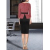 image:imageVFSHOW Womens Work Business Office Front Zipper Peplum Church Sheath Dress  34 Sleeves Elegant Spring Fall Church Funeral Slimming Fitted Bodycon DressRed Tweedblack