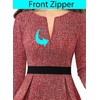 image:imageVFSHOW Womens Work Business Office Front Zipper Peplum Church Sheath Dress  34 Sleeves Elegant Spring Fall Church Funeral Slimming Fitted Bodycon DressRed Tweedblack