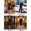 image:imageVFSHOW Womens Work Business Office Zipper Up Slim Bodycon Sheath Dress  34 Sleeve Crew Neck Front Zipper Crisscross Waist Church Spring Fall Pencil DressBlack Suede