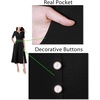image:imageVFSHOW Womens Work Office Business Church Cocktail Pocket A Line Midi Dress  Pleated Notch V Neck Buttons Front Split Professional Slim Fit and Flare MidCalf DressBlack and White Trim