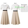 image:imageVFSHOW Womens Work Office Business Church Cocktail Pocket A Line Midi Dress  Pleated Notch V Neck Buttons Front Split Professional Slim Fit and Flare MidCalf DressOffwhiteblackbeige