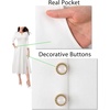 image:imageVFSHOW Womens Work Office Business Church Cocktail Pocket A Line Midi Dress  Pleated Notch V Neck Buttons Front Split Professional Slim Fit and Flare MidCalf DressOffwhite