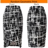 image:imageWomens Ruched Ruffle High Waist Asymmetric Wrap Casual Wok Office Party Slim Fitted Bodycon Pencil Midi MidCalf SkirtBlack and White Geometric Print