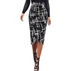 image:imageWomens Ruched Ruffle High Waist Asymmetric Wrap Casual Wok Office Party Slim Fitted Bodycon Pencil Midi MidCalf SkirtBlack and White Geometric Print