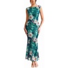 image:imageVFSHOW Womens Boat Neck Cocktail Wedding Guest Bodycon Evening Long Dress  Elegant Mermaid Dress Fitted Maxi Dress Formal Dresses Bridal Dinner Garden PartyGreen Floral Printb
