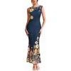 Dark Blue and Multi Floral Print