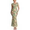 image:imageVFSHOW Womens Boat Neck Cocktail Wedding Guest Bodycon Evening Long Dress  Elegant Mermaid Dress Fitted Maxi Dress Formal Dresses Bridal Dinner Garden PartyGreen and Orange Floral Print