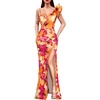 Orange Purple Floral Print