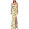 image:imageVFSHOW Womens Sexy Spaghetti Strap Formal Prom Evening Gala Long Maxi Dress  Ruched Hight Slit Sweetheart Cocktail Wedding Guest Fitted Bodycon GownYellow and Multi Floral Print