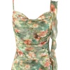 image:imageVFSHOW Womens Asymmetrical Ruffle Cocktail Wedding Guest A Line Midi DressGreen and Orange Floral Print