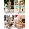 image:imageVFSHOW Womens Asymmetrical Ruffle Cocktail Wedding Guest A Line Midi DressGreen and Orange Floral Print