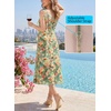 image:imageVFSHOW Womens Asymmetrical Ruffle Cocktail Wedding Guest A Line Midi DressGreen and Orange Floral Print