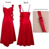 image:imageVFSHOW Womens Asymmetrical Ruffle Cocktail Wedding Guest A Line Midi DressRed