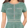 image:imageVFSHOW Womens Buttons Pockets Work Office Business Casual ALine DressesGreen Tweed