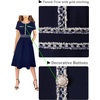 image:imageVFSHOW Womens Buttons Pockets Work Office Business Casual ALine DressesNavy Blue
