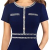 image:imageVFSHOW Womens Buttons Pockets Work Office Business Casual ALine DressesNavy Blue