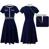 image:imageVFSHOW Womens Buttons Pockets Work Office Business Casual ALine DressesNavy Blue