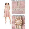 image:imageVFSHOW Womens Buttons Pockets Work Office Business Casual ALine DressesPink Tweed With Beige Tweed Trim