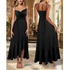 image:imageVFSHOW Womens Cowl Neck Cocktail Party Wedding Guest High Low A Line DressBlack