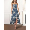 image:imageVFSHOW Womens Cowl Neck Cocktail Party Wedding Guest High Low A Line DressBlue Floral Print