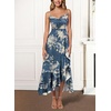 image:imageVFSHOW Womens Cowl Neck Cocktail Party Wedding Guest High Low A Line DressBlue Floral Print
