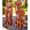 image:imageVFSHOW Womens Cowl Neck Cocktail Party Wedding Guest High Low A Line DressBurnt Orange Floral