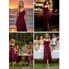 image:imageVFSHOW Womens Cowl Neck Cocktail Party Wedding Guest High Low A Line DressDark Red