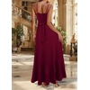 image:imageVFSHOW Womens Cowl Neck Cocktail Party Wedding Guest High Low A Line DressDark Red
