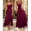 image:imageVFSHOW Womens Cowl Neck Cocktail Party Wedding Guest High Low A Line DressDark Red