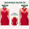 image:imageVFSHOW Womens Crisscross Halter Neck Formal Prom Gala Dresses Evening GownSparkly Red