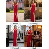 image:imageVFSHOW Womens Crisscross Halter Neck Formal Prom Gala Dresses Evening GownSparkly Red
