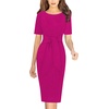 image:imageVFSHOW Womens Front Zipper Tie Waist Bow Work Business Office Pencil DressHot Pink