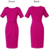 image:imageVFSHOW Womens Front Zipper Tie Waist Bow Work Business Office Pencil DressHot Pink