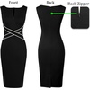 image:imageVFSHOW Womens Front Zipper Work Office Business Casual Church Sheath DressBlack and White