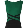 image:imageVFSHOW Womens Front Zipper Work Office Business Casual Church Sheath DressGreen and Black