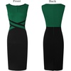 image:imageVFSHOW Womens Front Zipper Work Office Business Casual Church Sheath DressGreen and Black
