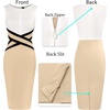 image:imageVFSHOW Womens Front Zipper Work Office Business Casual Church Sheath DressOff Whiteblackapricot