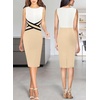 image:imageVFSHOW Womens Front Zipper Work Office Business Casual Church Sheath DressOff Whiteblackapricot