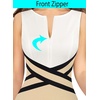 image:imageVFSHOW Womens Front Zipper Work Office Business Casual Church Sheath DressOff Whiteblackapricot