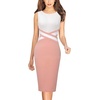 image:imageVFSHOW Womens Front Zipper Work Office Business Casual Church Sheath DressOffwhitepeach Pink