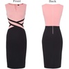 image:imageVFSHOW Womens Front Zipper Work Office Business Casual Church Sheath DressPeach Pinkblack