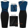 image:imageVFSHOW Womens Front Zipper Work Office Business Casual Church Sheath DressPeacock Blue Black