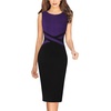 image:imageVFSHOW Womens Front Zipper Work Office Business Casual Church Sheath DressPurple and Black