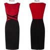 image:imageVFSHOW Womens Front Zipper Work Office Business Casual Church Sheath DressRed and Black