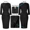 image:imageVFSHOW Womens Peplum Work Business Office Church Bodycon Sheath DressBlack and White Stripes