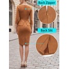 image:imageVFSHOW Womens Peplum Work Business Office Church Bodycon Sheath DressBrown Suede