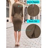 image:imageVFSHOW Womens Peplum Work Business Office Church Bodycon Sheath DressCoffee Suede