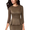 image:imageVFSHOW Womens Peplum Work Business Office Church Bodycon Sheath DressCoffee Suede